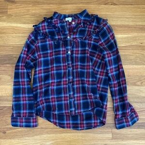 Clu Too Women’s Red and Blue Flannel Shirt Size XS